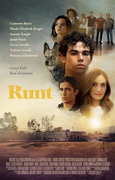 Runt, a drama movie starring Cameron Boyce, Jason Patric, and Brianna Hildebrand is available to stream now. Watch it on The Roku Channel, Thriller Movies ...